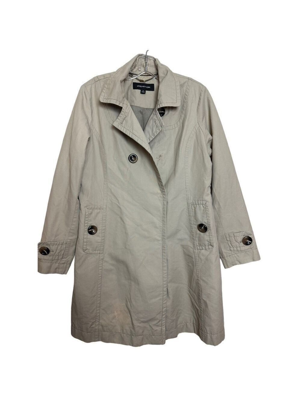 Jones New York Trench Style Khaki Tan Lightweight Jacket Rain Coat